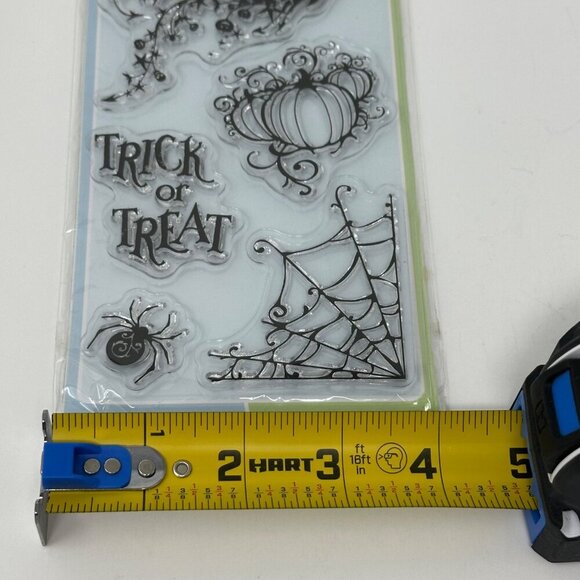Inkadinkado Clear Stamps Happy Halloween Witch Pumpkin Spider Web Set 98627 New - Picture 8 of 9